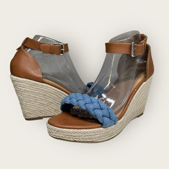 NWOB | DV Dolce Vita | Decatur Espadrille Wedge Sandals | Brown/Blue | Various - Picture 1 of 16